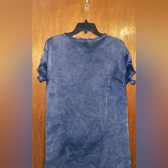 •STATESIDE•LIKE NEW VINTAGE WASH TENCEL WOVEN RAW EDGE FRAYED HEM SHIFT DRESS XS - Picture 9 of 9